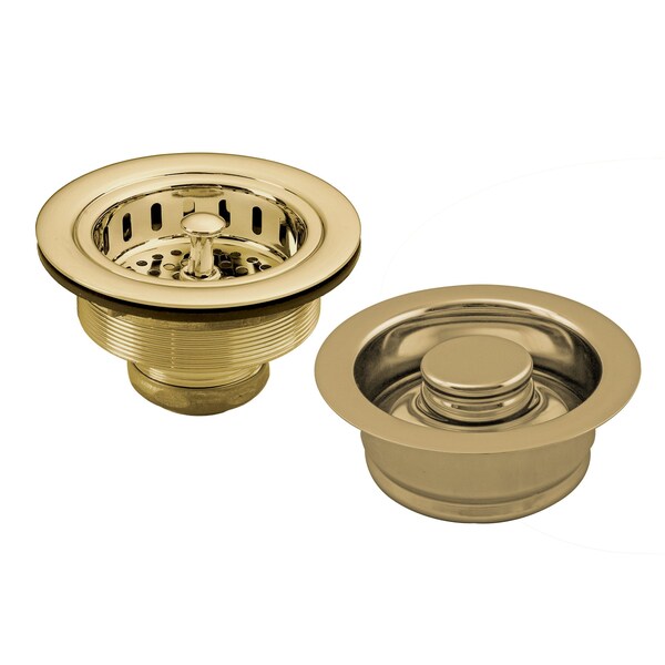 Westbrass Post Style Large Kitchen Basket Strainer W/ InSinkErator Style Disposal Flange & Stopper in Polished D2165-01 - main